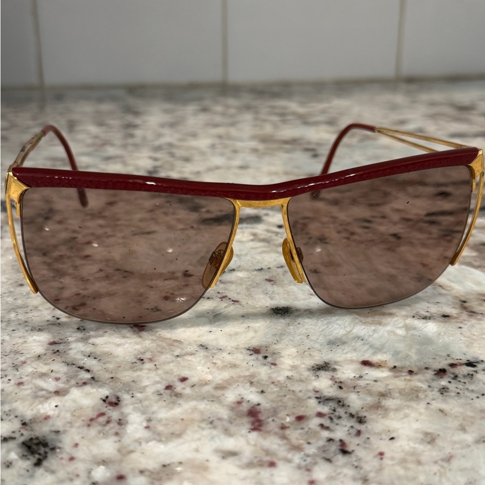 Gucci Burgundy and Gold Sunglasses